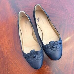 Balenciaga Women's Navy Blue Leather Ballet Flats EUR 35 Made in Italy
